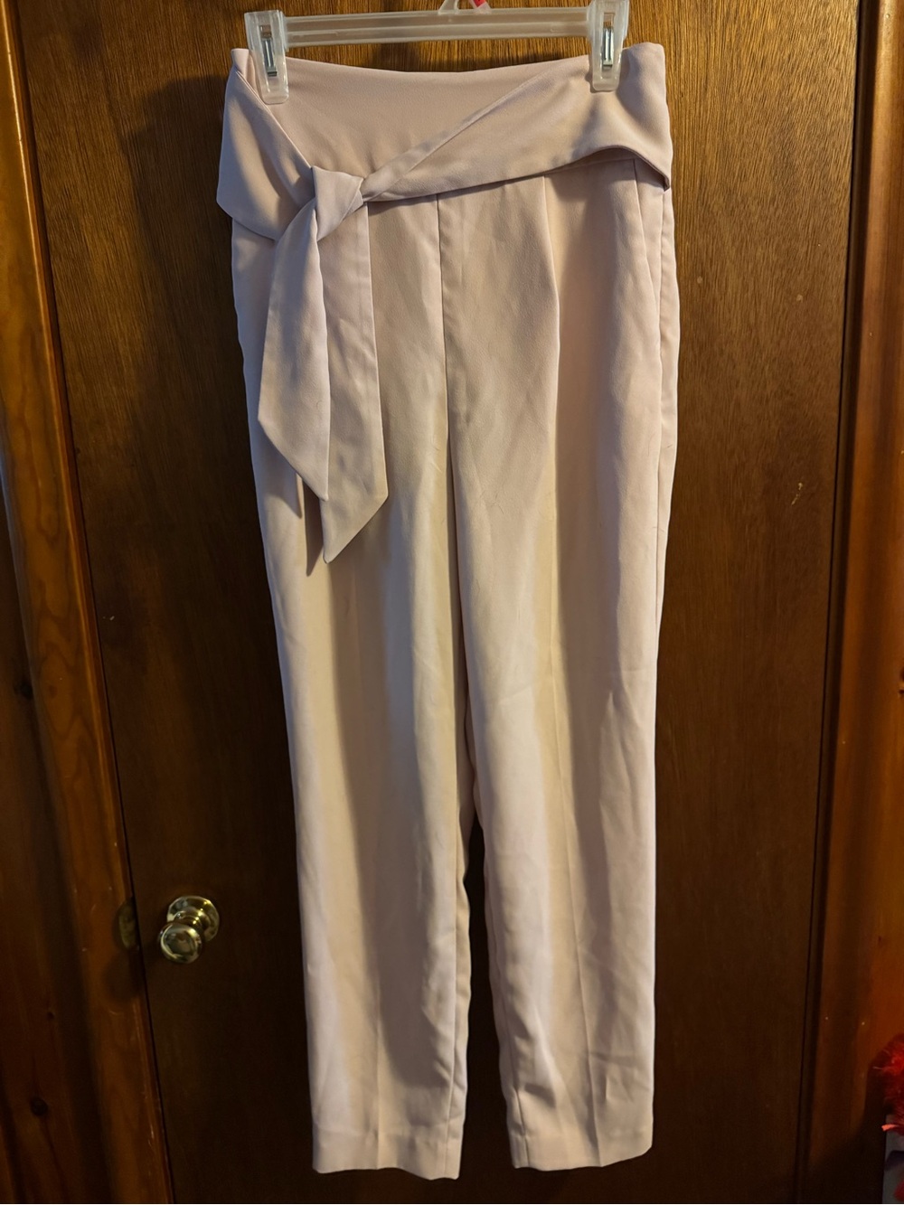 Express Light Pink High-Waist Tie-Belt Trousers
